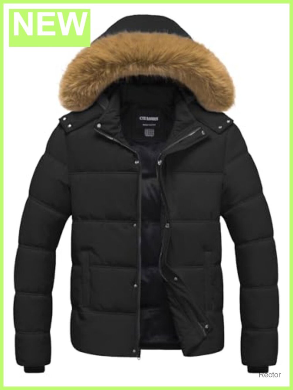 Men's Puffer Jacket Winter Ski Coat Waterproof Windproof Fleece Lined Fur Hood